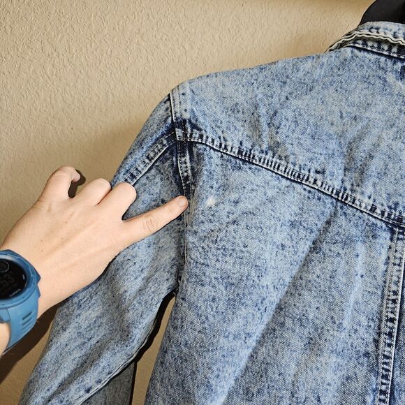 Superdown Denim Moto Jacket Size Large Vintage 80s Bleached Denim Look - Picture 4 of 8